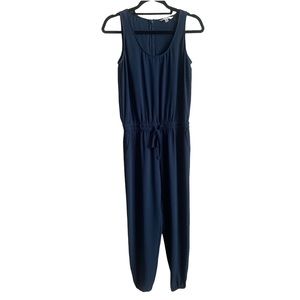 CAbi French Navy Sleeveless Tie Waist Jumpsuit Size XS